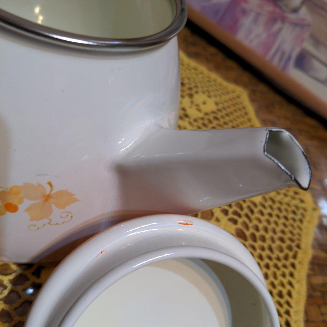 未使用 丸菱 ホーロー ケトル アートぶどう柄 カラフルポップ ビタミンカラー