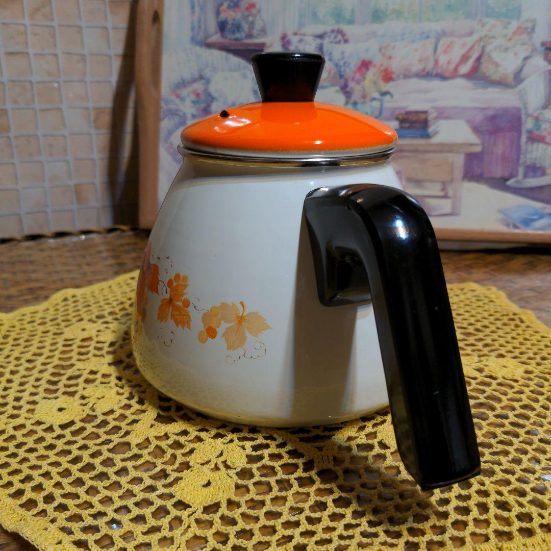 未使用 丸菱 ホーロー ケトル アートぶどう柄 カラフルポップ ビタミンカラー