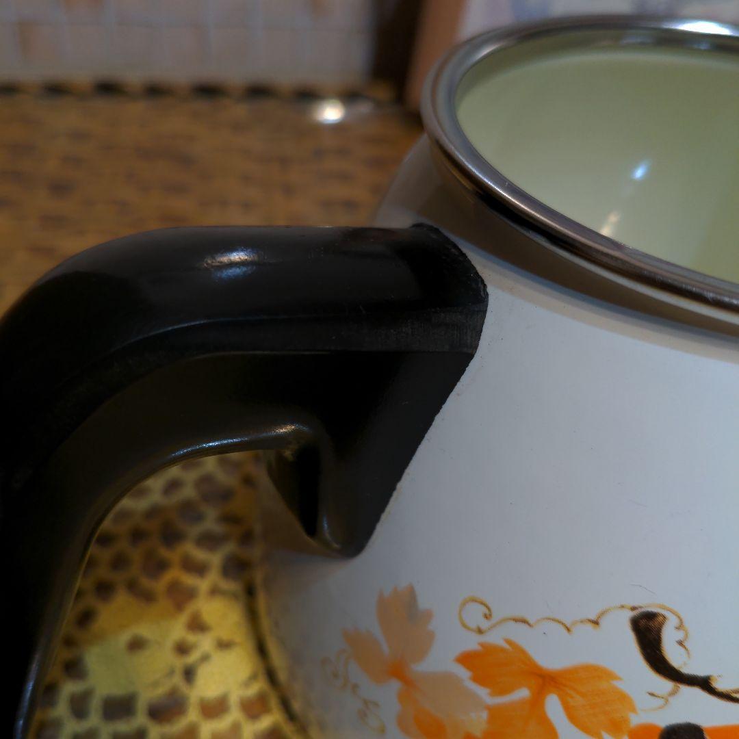 未使用 丸菱 ホーロー ケトル アートぶどう柄 カラフルポップ ビタミンカラー