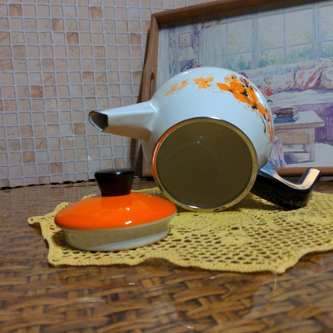 未使用 丸菱 ホーロー ケトル アートぶどう柄 カラフルポップ ビタミンカラー