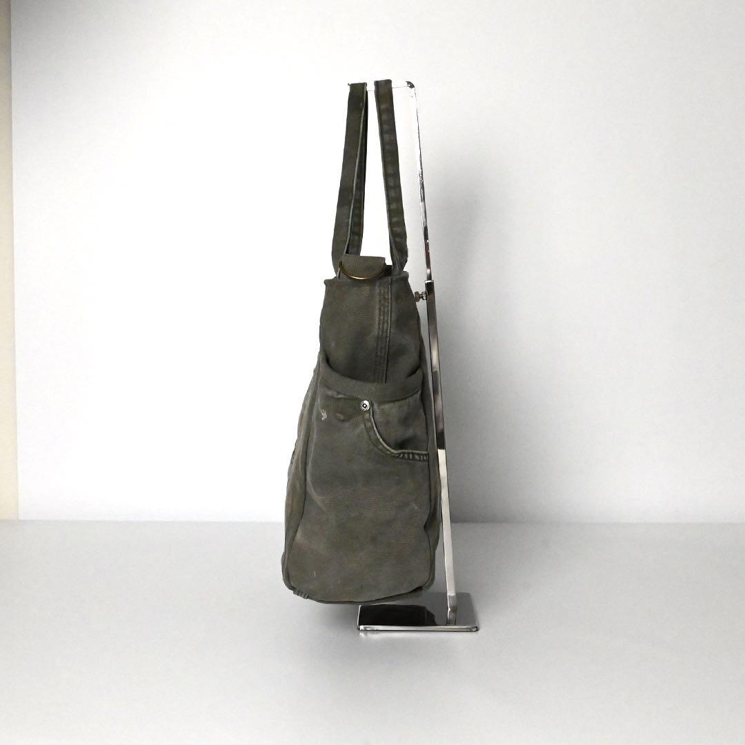 トートバッグ デニム ハンドメイド リメイクデニム　サイドポケット ユニセックス