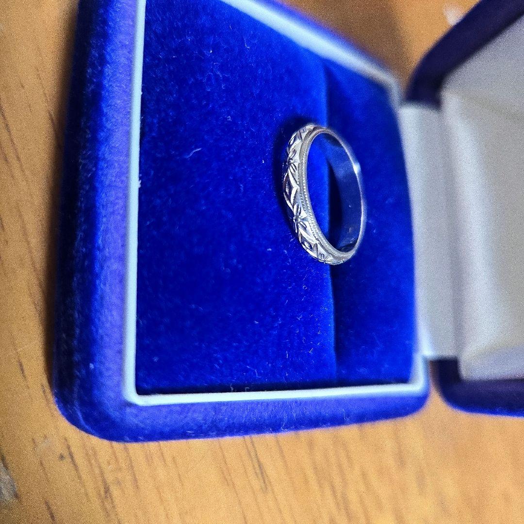 プラチナ　和彫り地金リング Pt900 結婚指輪 8号