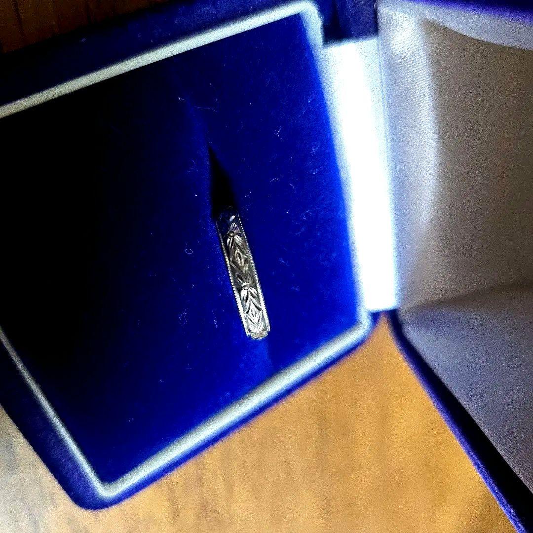 プラチナ　和彫り地金リング Pt900 結婚指輪 8号