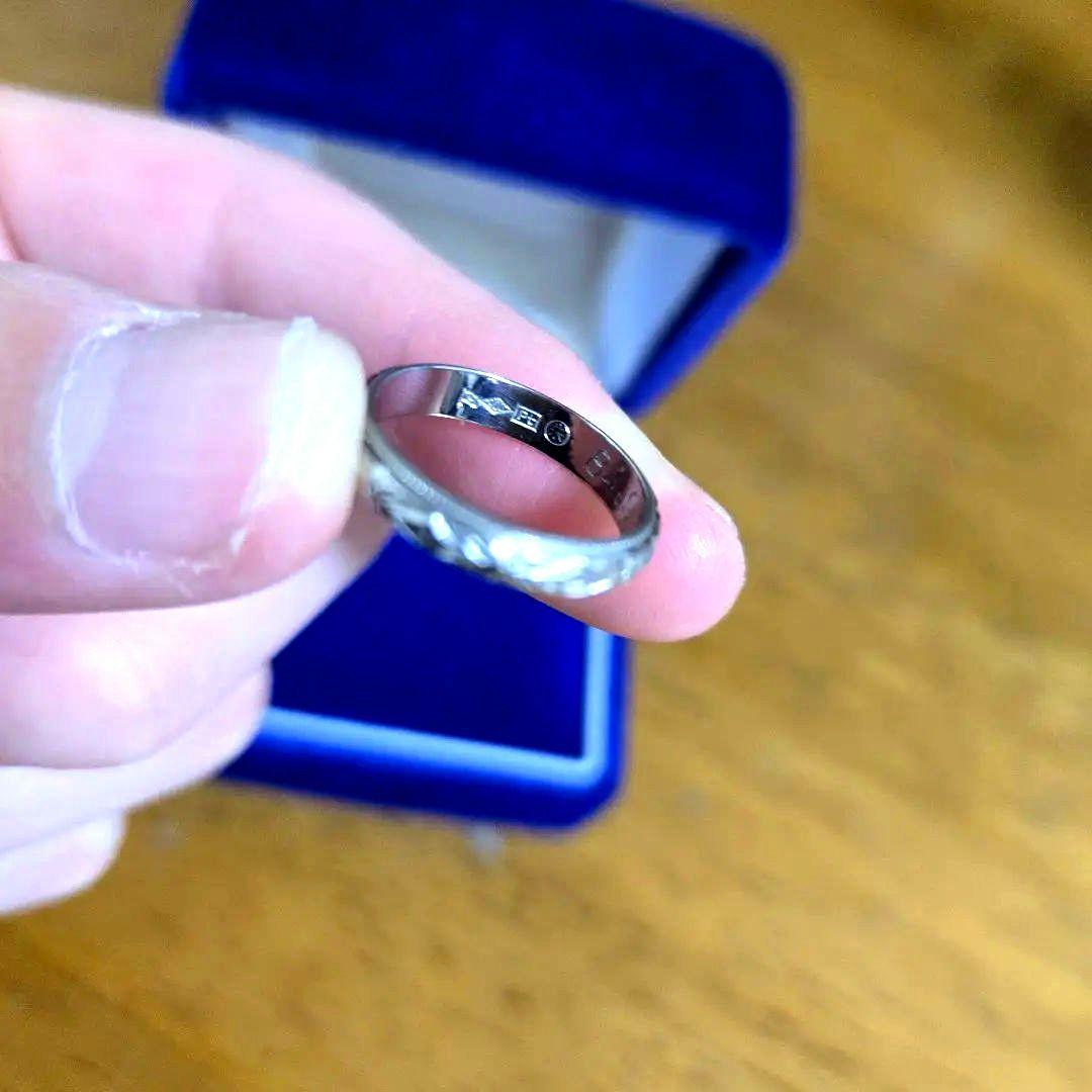 プラチナ　和彫り地金リング Pt900 結婚指輪 8号