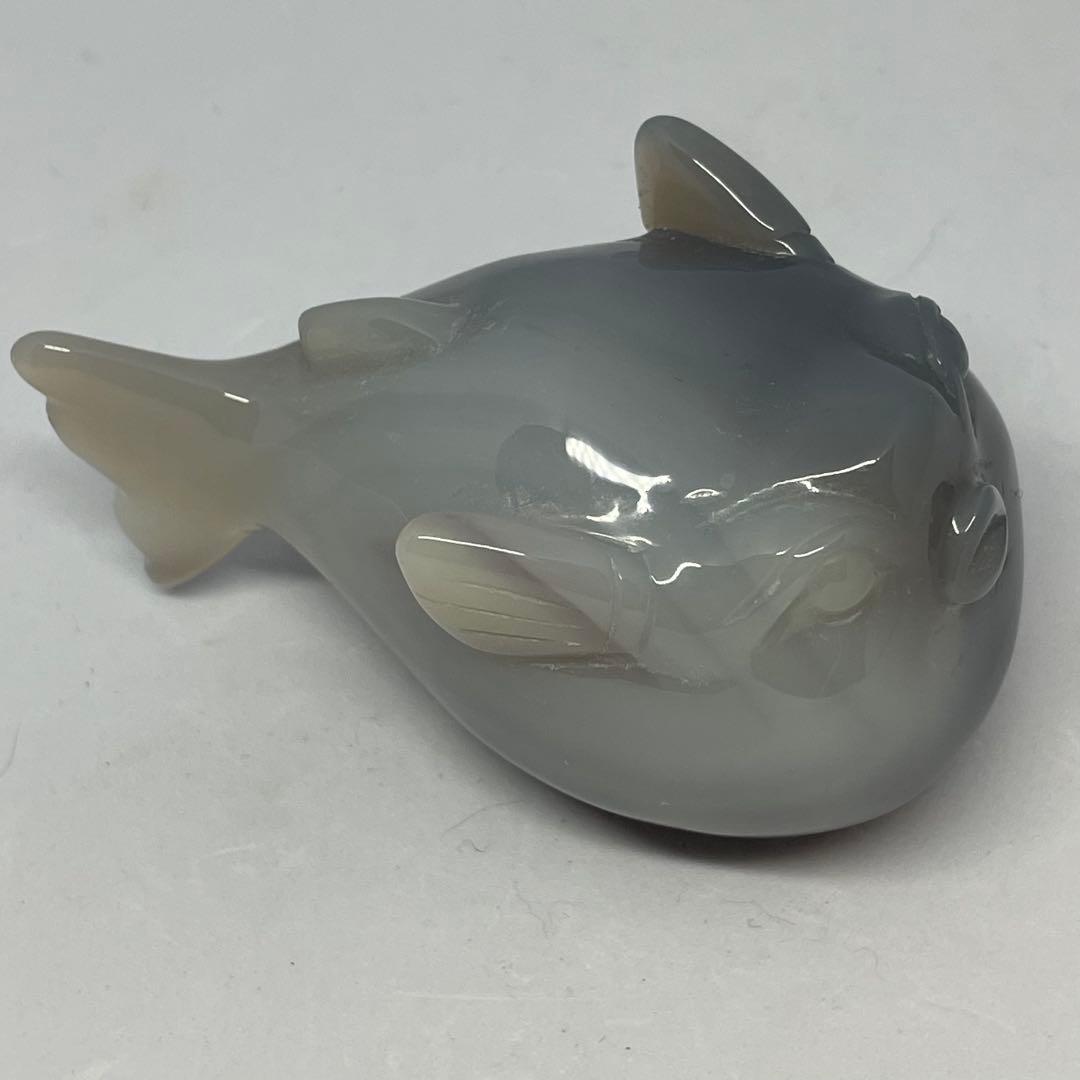 【珍品！】瑪瑙ふぐ置物