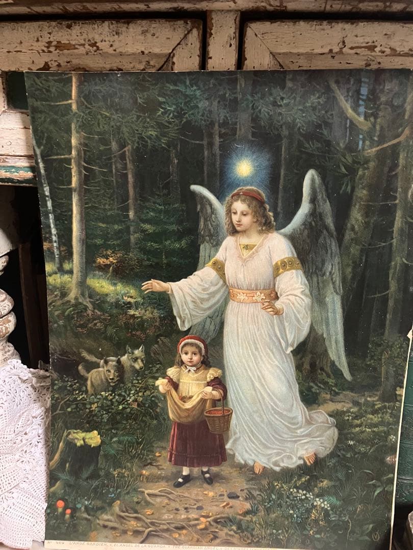 激安 アンティーククロモス　赤ずきんちゃんを守る守護の天使　激レア　大サイズ