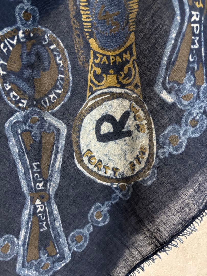 45rpm レディース.スーピマオーガニックのメダルプリント風呂敷（インディゴ）