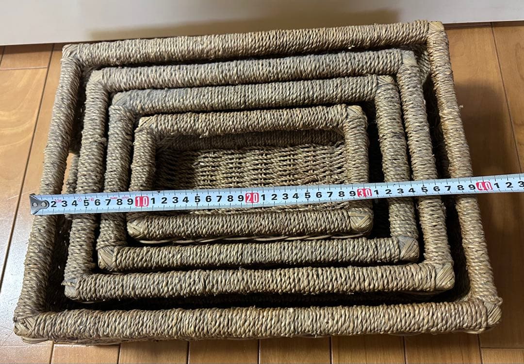 4段 手編み かご(カゴ 籠)バスケット 編みかご 収納かご 収納ボックス
