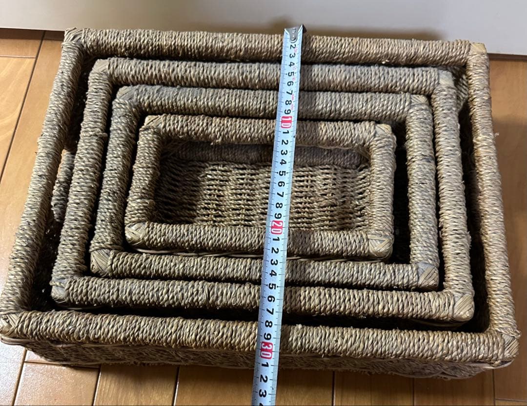 4段 手編み かご(カゴ 籠)バスケット 編みかご 収納かご 収納ボックス