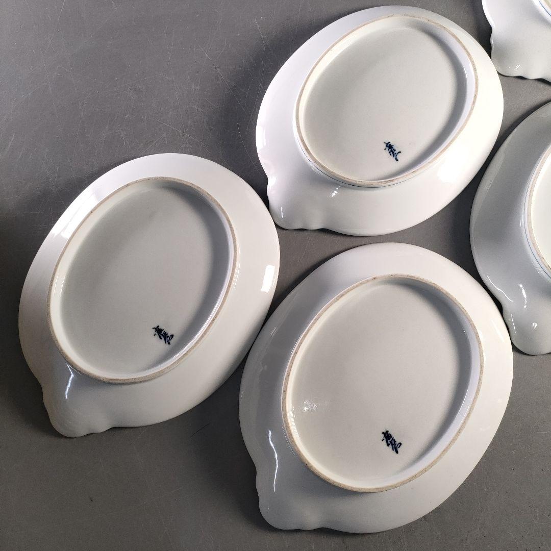 A1378-4/有田焼/富右衛門窯/団扇形皿11客/飾皿/盛皿/菓子皿/懐石道具