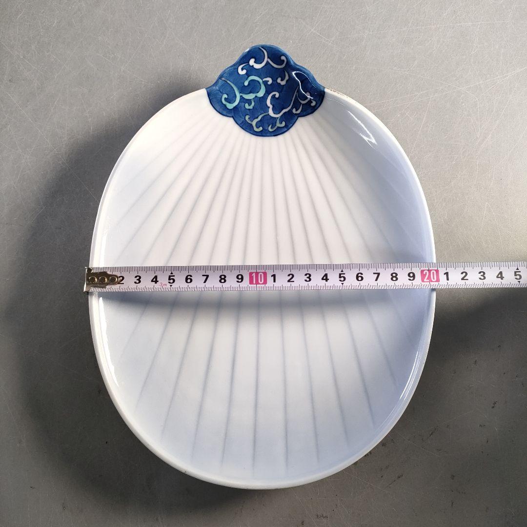 A1378-4/有田焼/富右衛門窯/団扇形皿11客/飾皿/盛皿/菓子皿/懐石道具