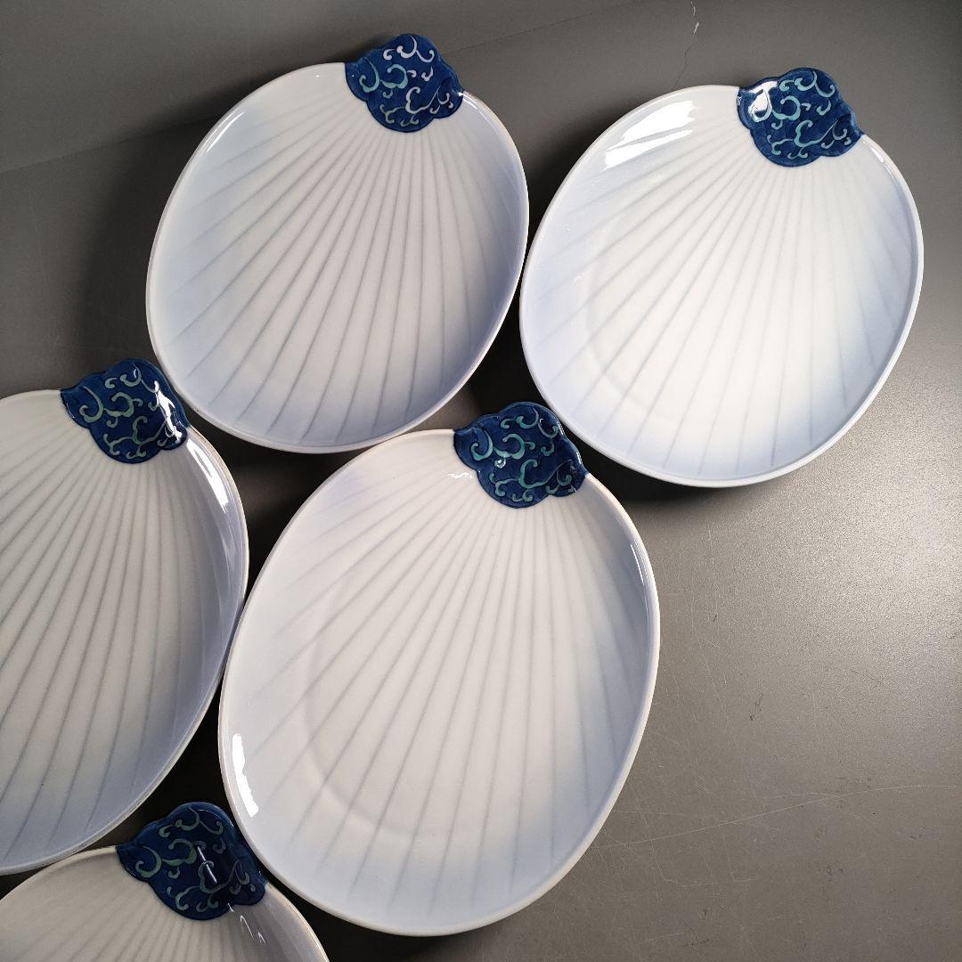 A1378-4/有田焼/富右衛門窯/団扇形皿11客/飾皿/盛皿/菓子皿/懐石道具