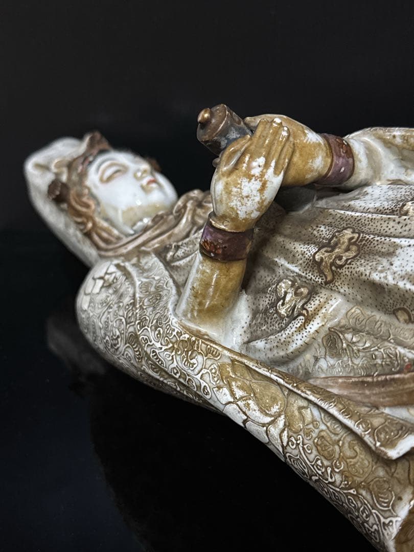 極上 江戸期 大型 九谷焼 超絶技巧 極細密彩色 観音菩薩像 仏教美術