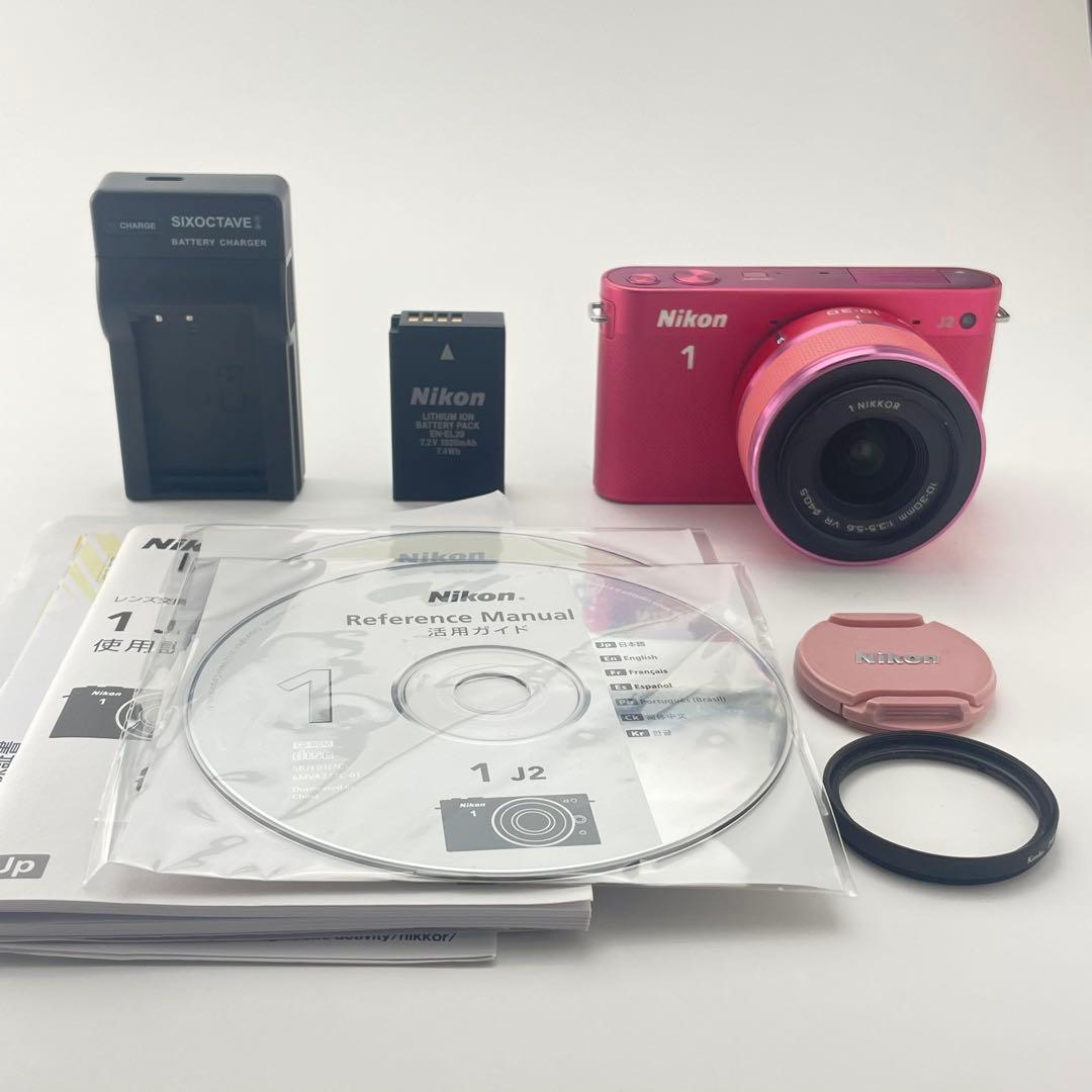 【極上美品・返品保証】Nikon1 J2ピンク10-30 レンズキット