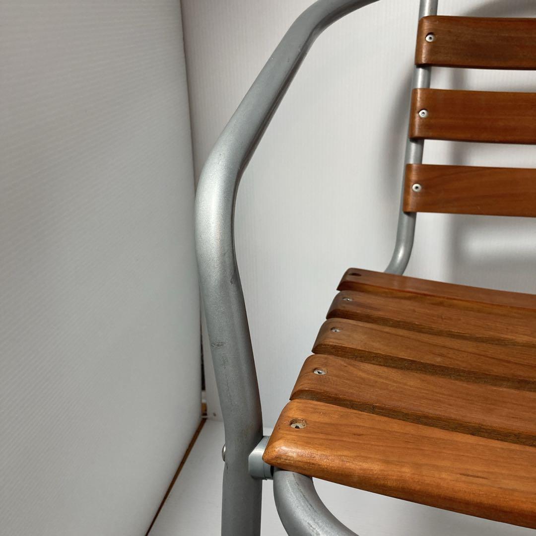 ガーデンチェア　アルミフレーム ワイドタイプ　椅子　木製　スタッキングチェア