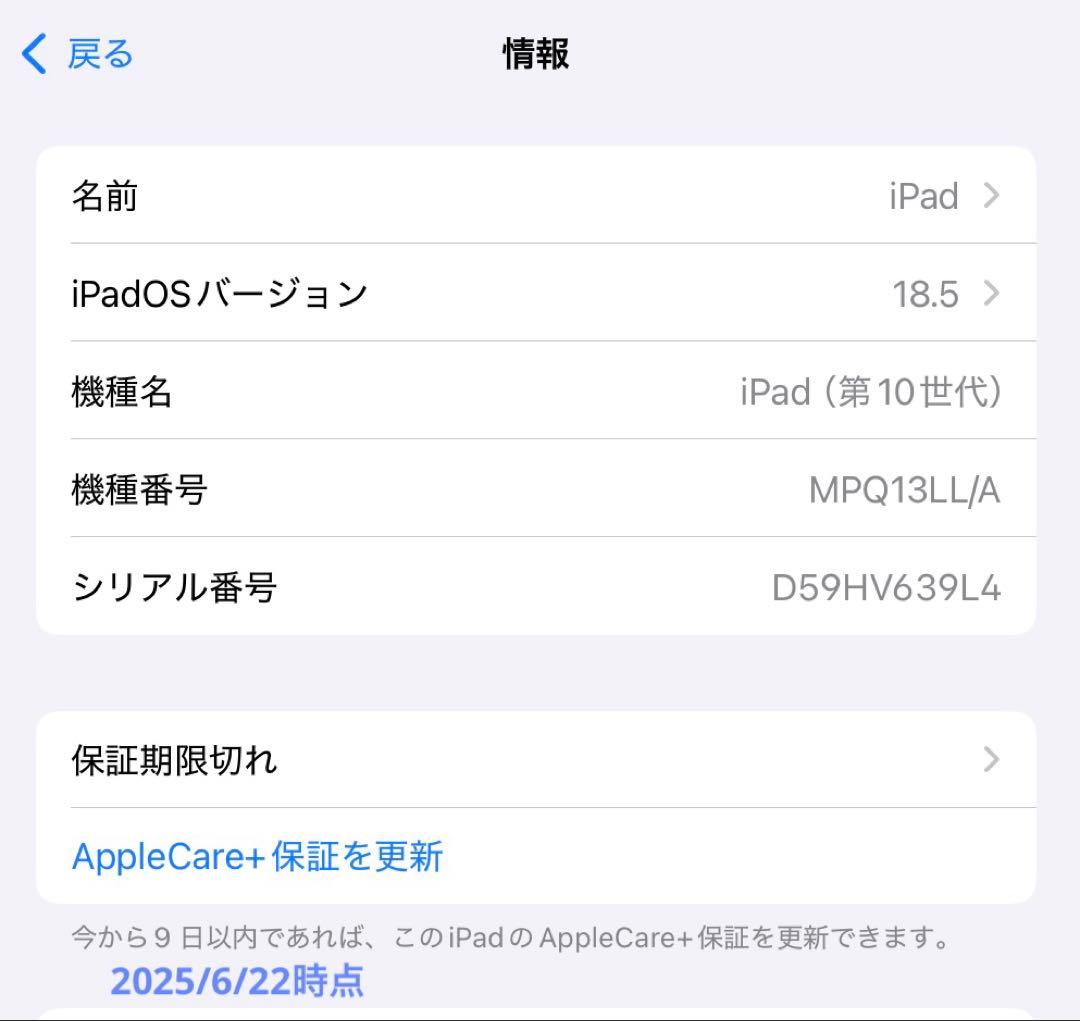 iPad 10 Wi-Fiモデル 64GB