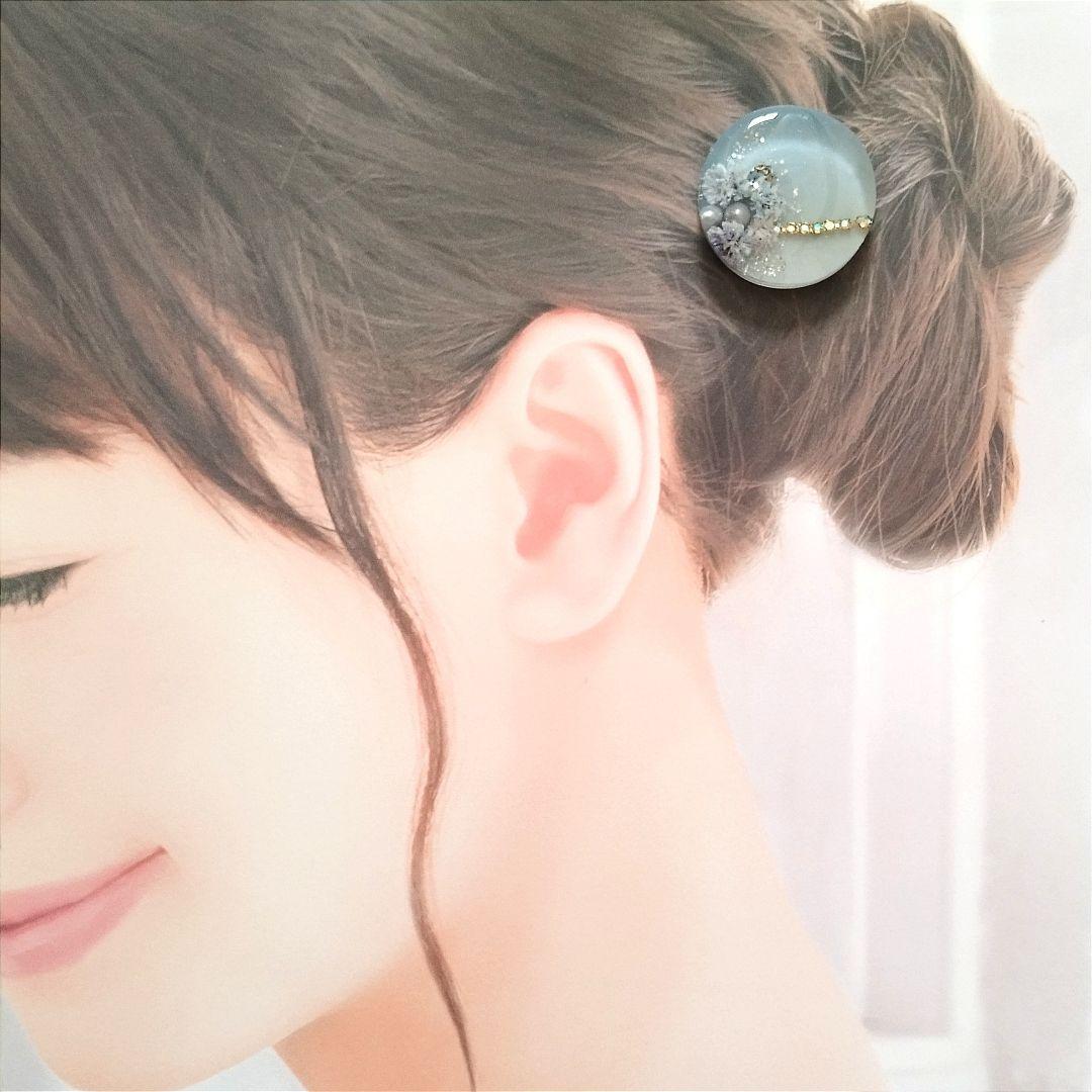no.1734 レジン ヘアゴム ブローチ ポニーフック