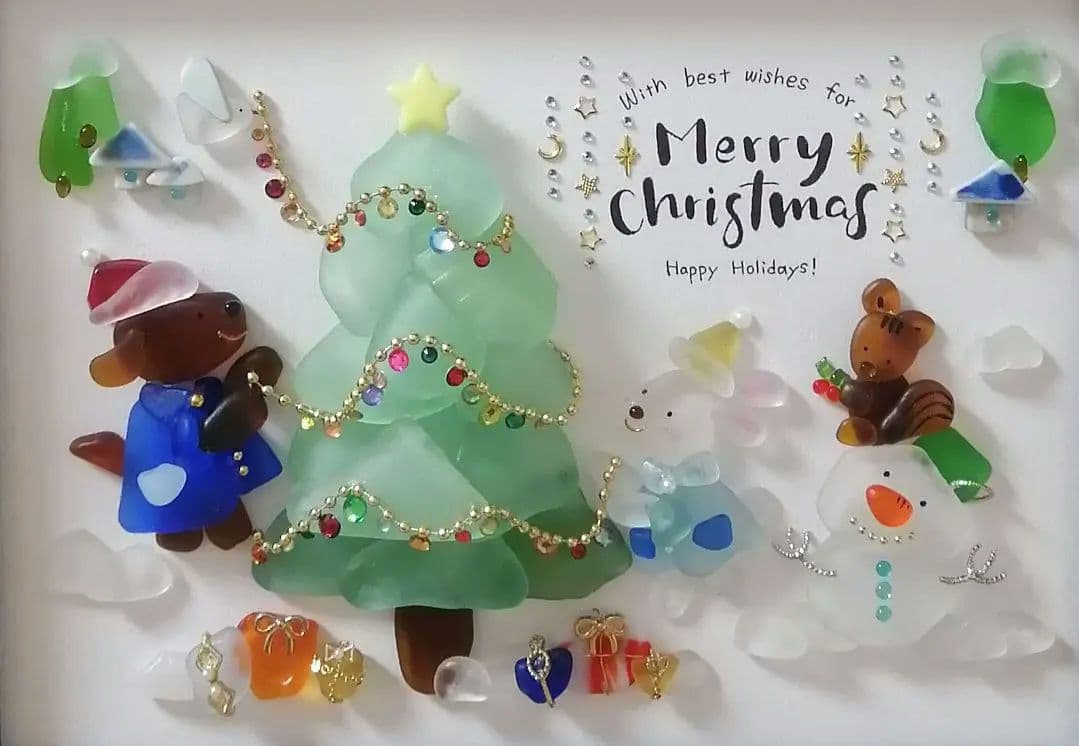 シーグラスアート 「Merry Christmas」