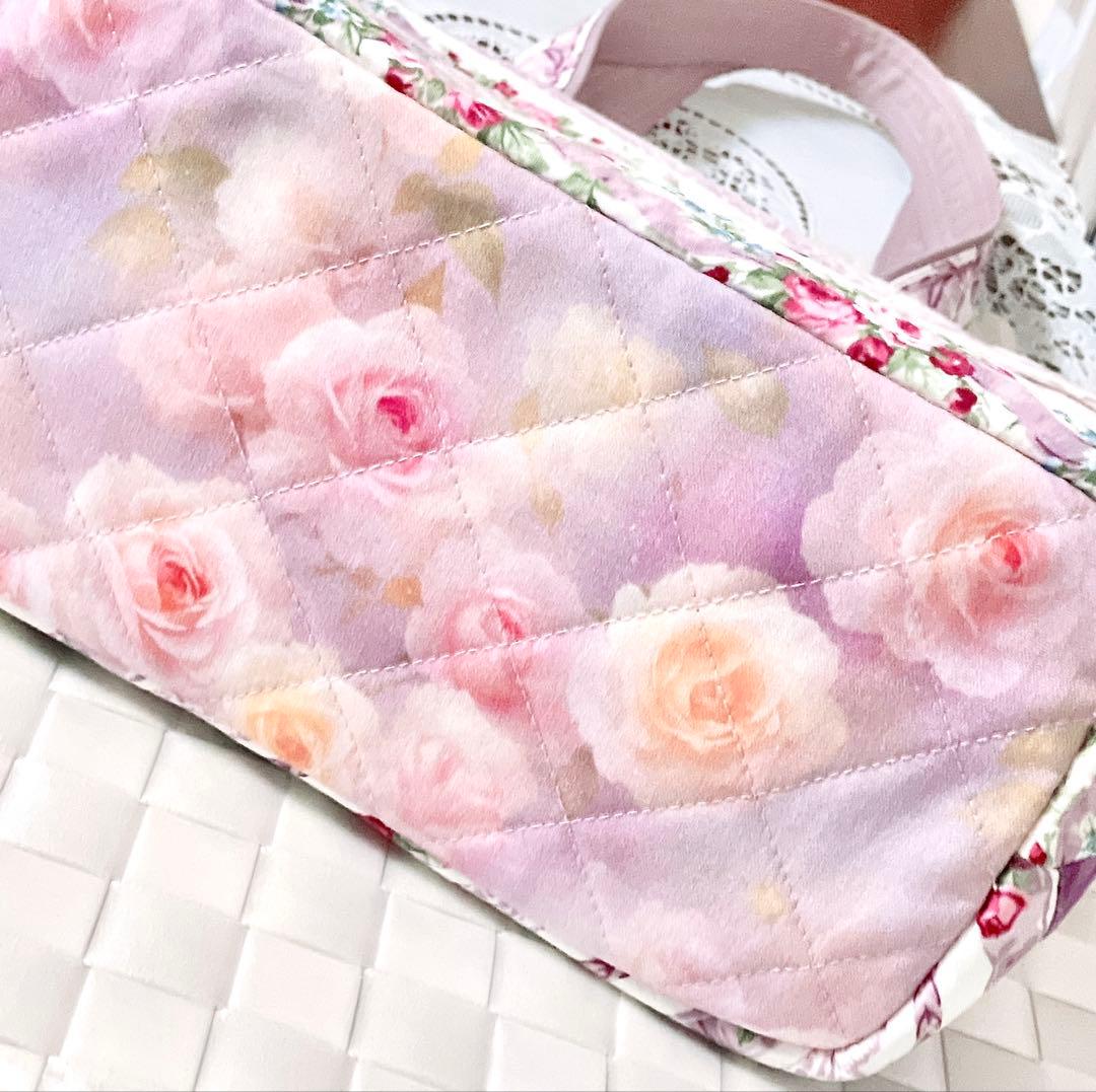 ク*ー様 高貴で幻想的な紫の薔薇 パッチワークトートバッグ ヘキサゴン