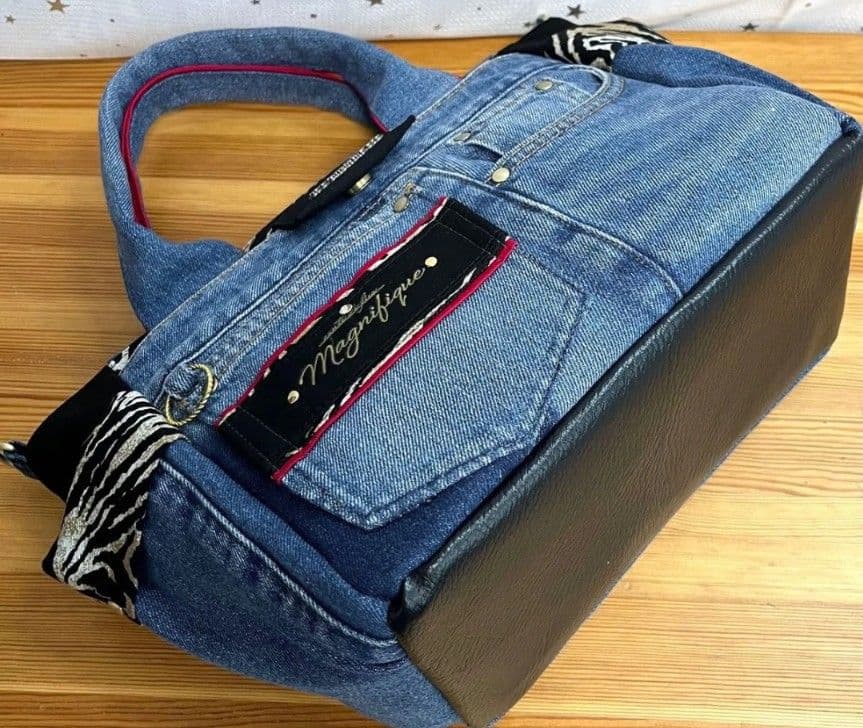 デニムリメイクバッグ（L）No.1002☆ハンドバッグ　　　マザーズバッグ