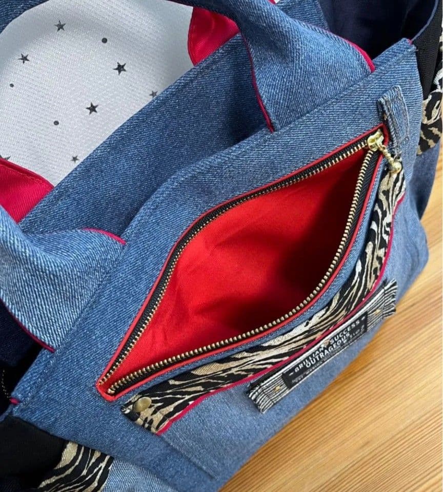 デニムリメイクバッグ（L）No.1002☆ハンドバッグ　　　マザーズバッグ