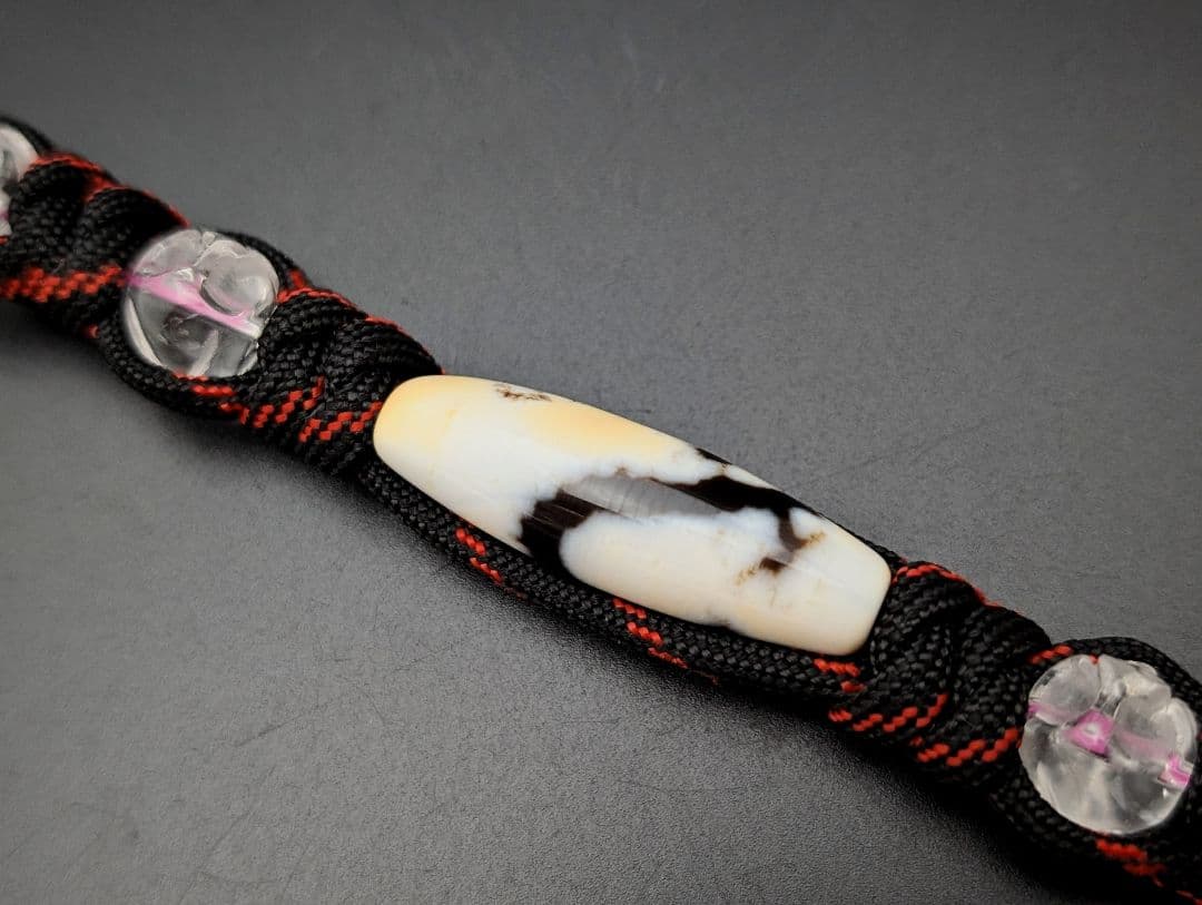 パラコード　ブレスレット　No.A353　龍神天珠　クリスタルスカル