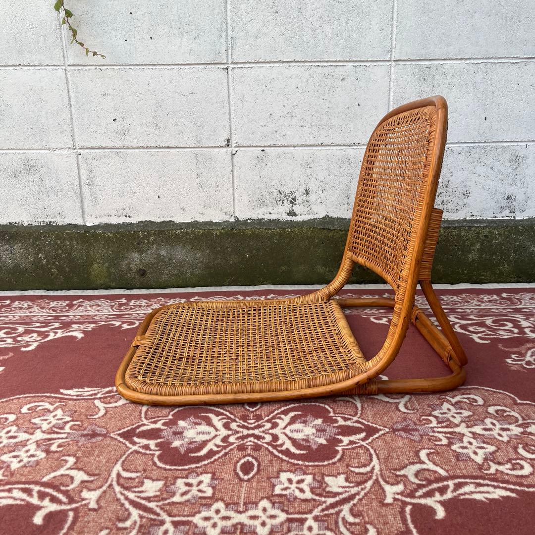 2点セットさ◾️古家具 ビンテージ品 籐ラタンフレーム 座椅子 ナチュラル天然素材