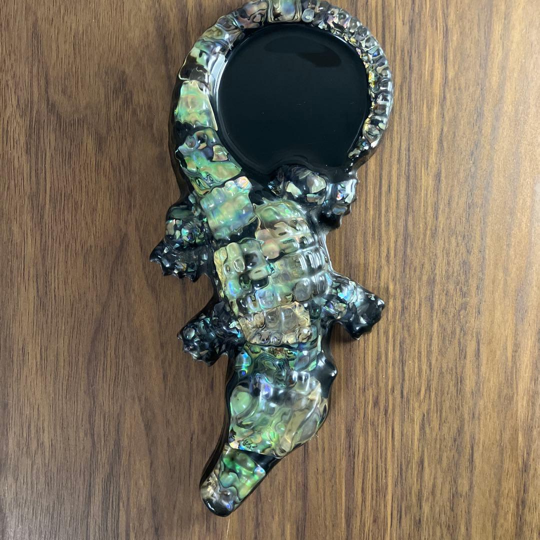 ヴィンテージオーストラリア製 マリンオパールワニミラー 雑貨 灰皿