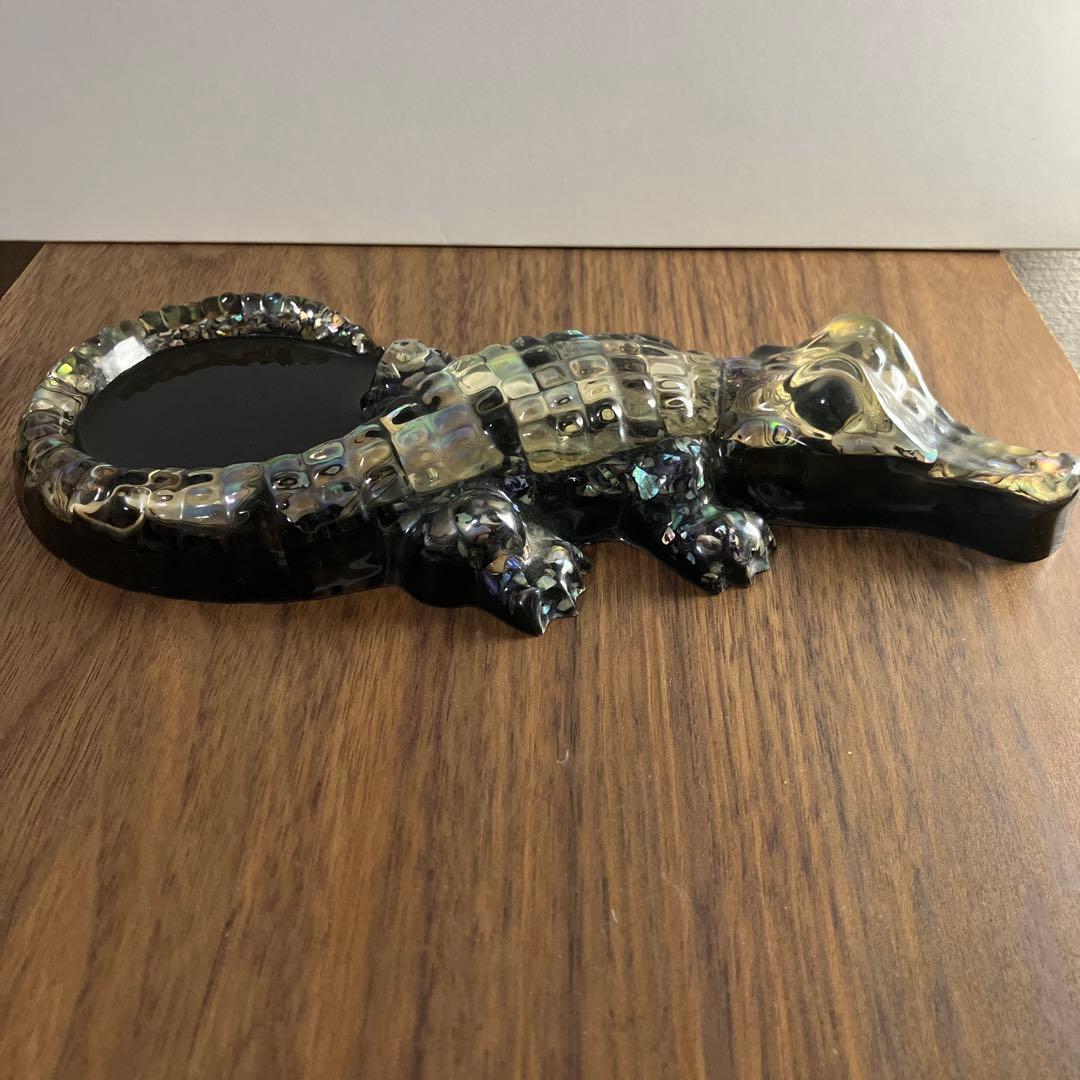 ヴィンテージオーストラリア製 マリンオパールワニミラー 雑貨 灰皿