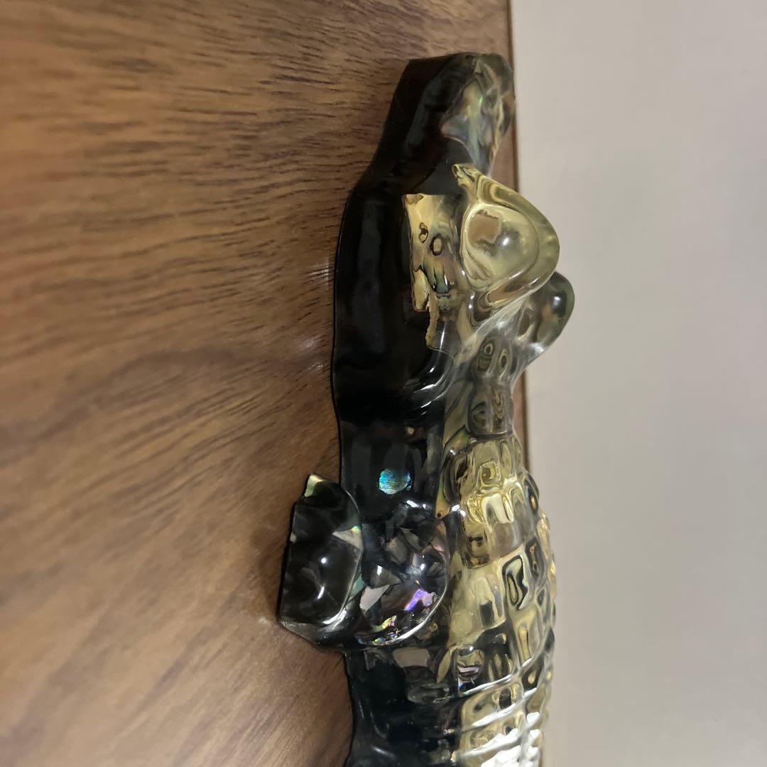 ヴィンテージオーストラリア製 マリンオパールワニミラー 雑貨 灰皿