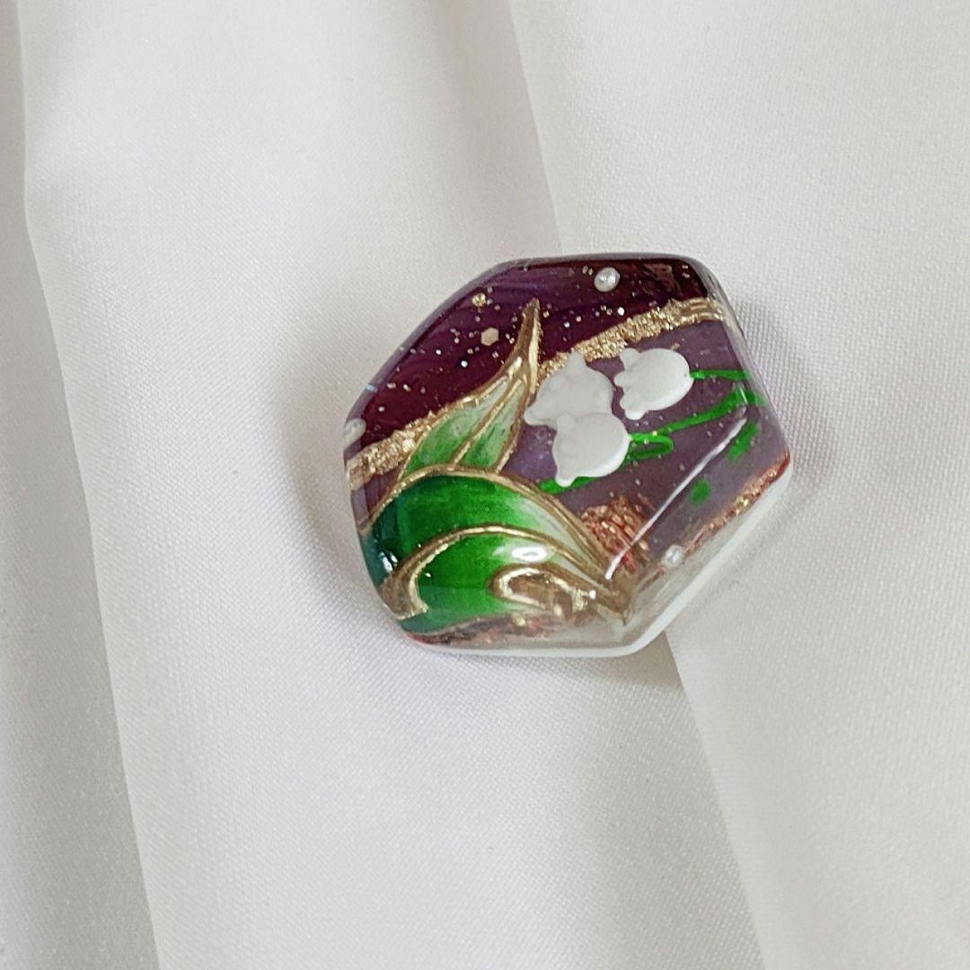 【No.157】手作り鈴蘭 紫 六角 レジン໒꒱·̩͙ヘアゴム選べるパーツ