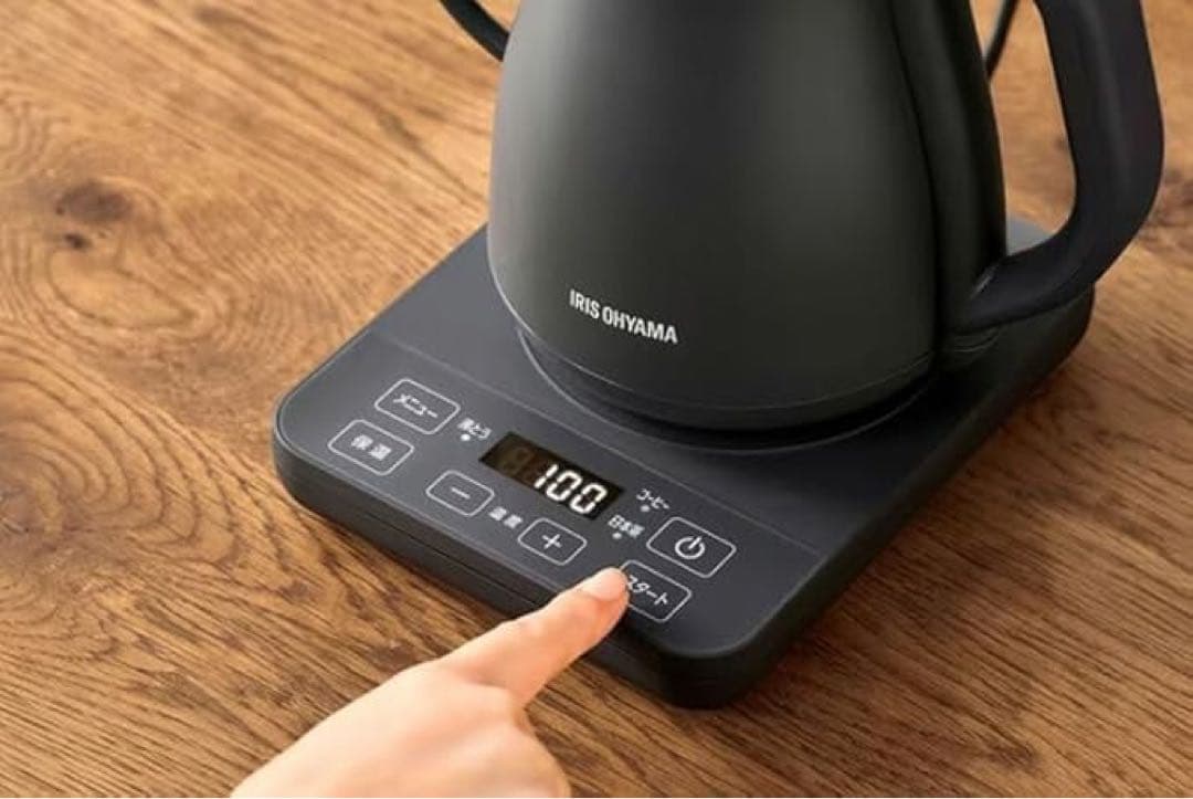 IRIS OHYAMA 電気ケトル チャコール　IKE-C800T-H