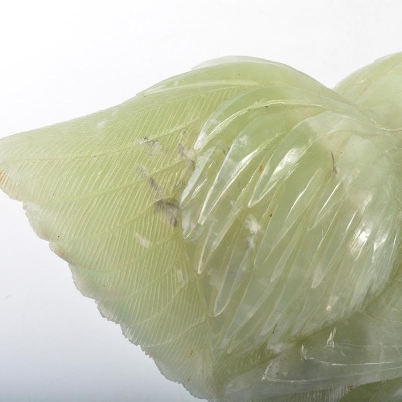 中国　玉石彫刻　鳥親子　香炉　唐木台付　M　5529A