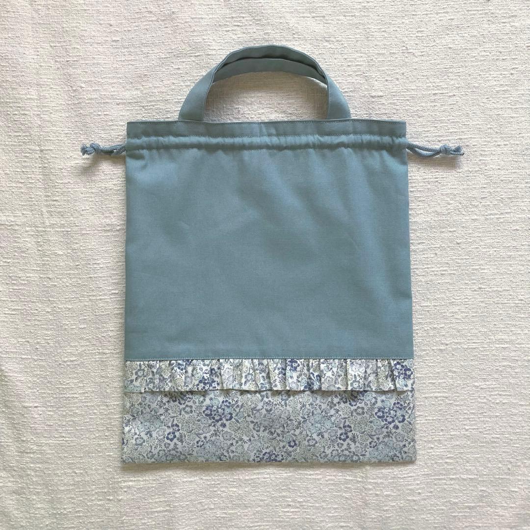 mik！花柄フリルレッスンバッグ+上履き袋+体操服袋セット　フレンチブルー