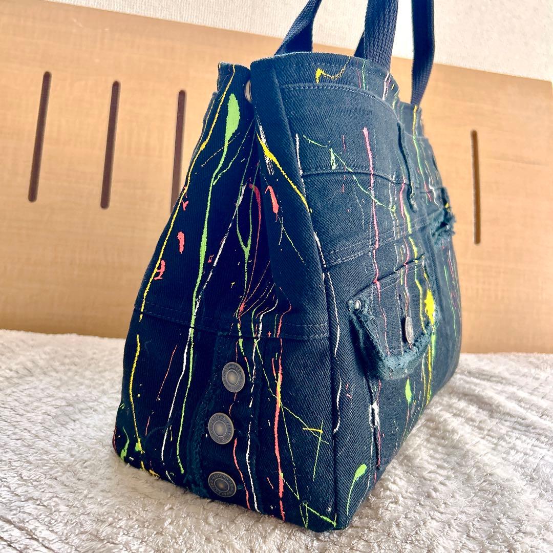 Meeさまオーダー。ペイントデニムリメイクトートバッグ【ハンドメイド】