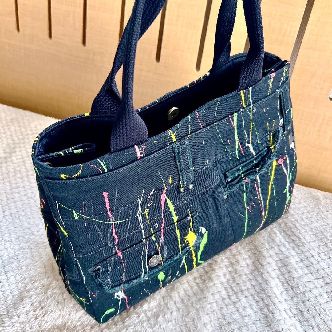 Meeさまオーダー。ペイントデニムリメイクトートバッグ【ハンドメイド】