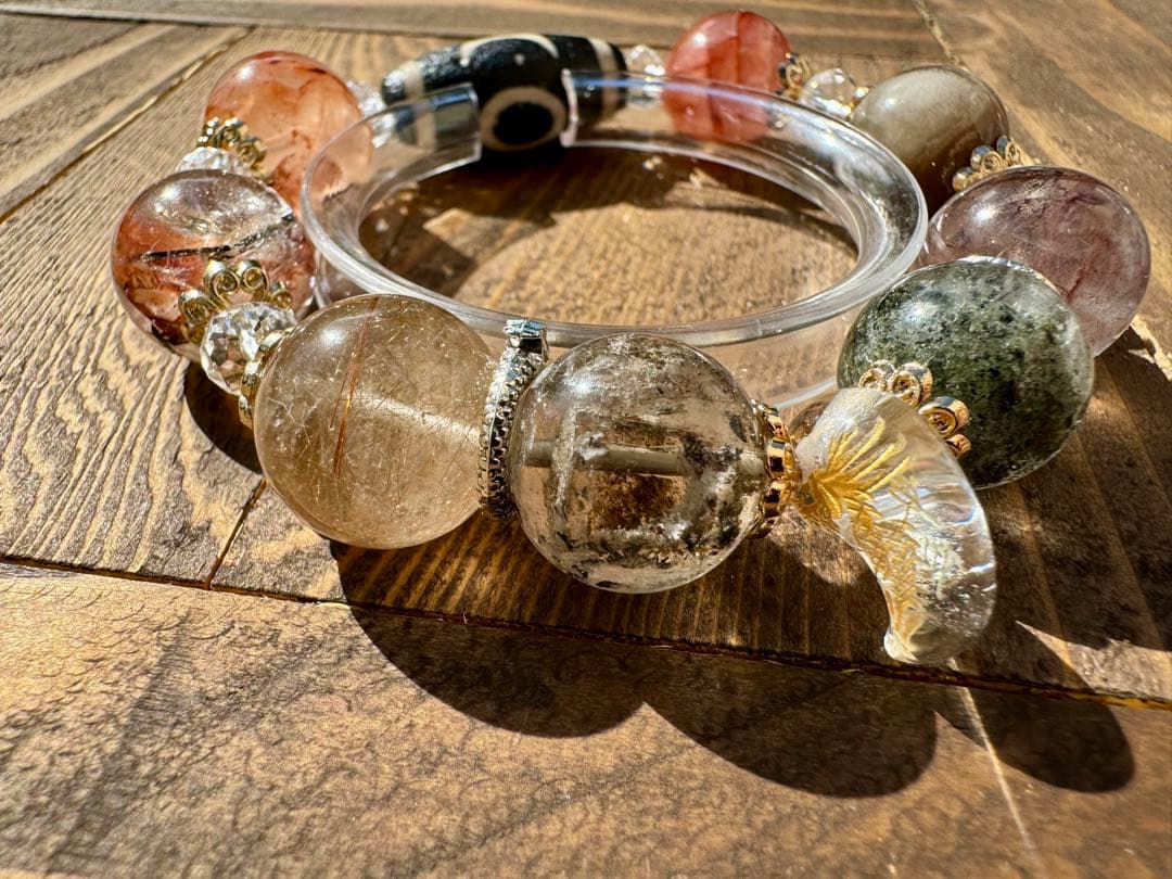 正しい方向へ導く　日星月天珠　勾玉水晶ライモライト　風の時代