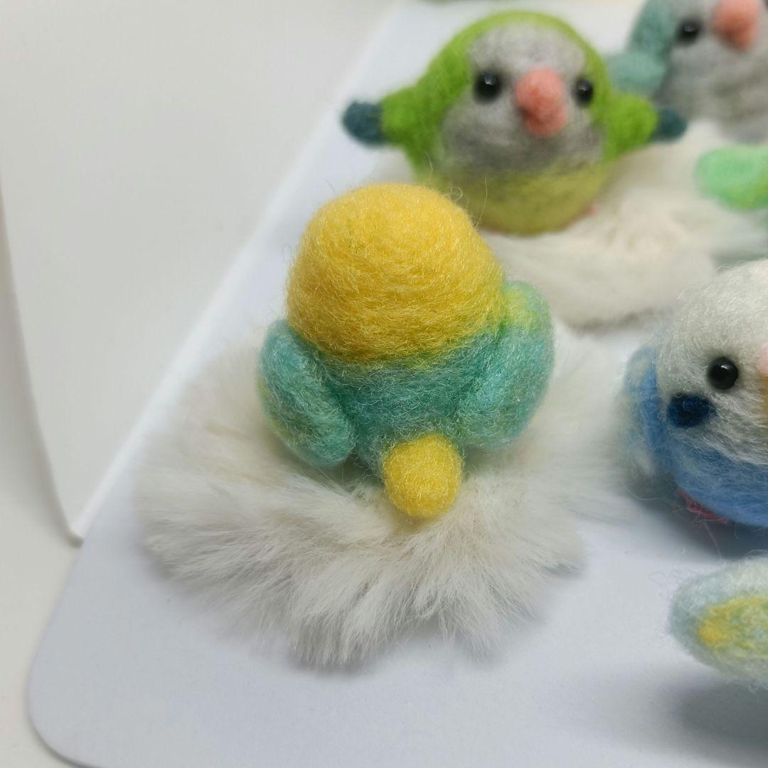 羊毛フェルト まんまるレインボーちゃん① マット付き セキセイインコ