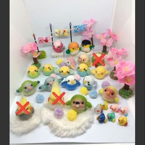 羊毛フェルト まんまるレインボーちゃん① マット付き セキセイインコ