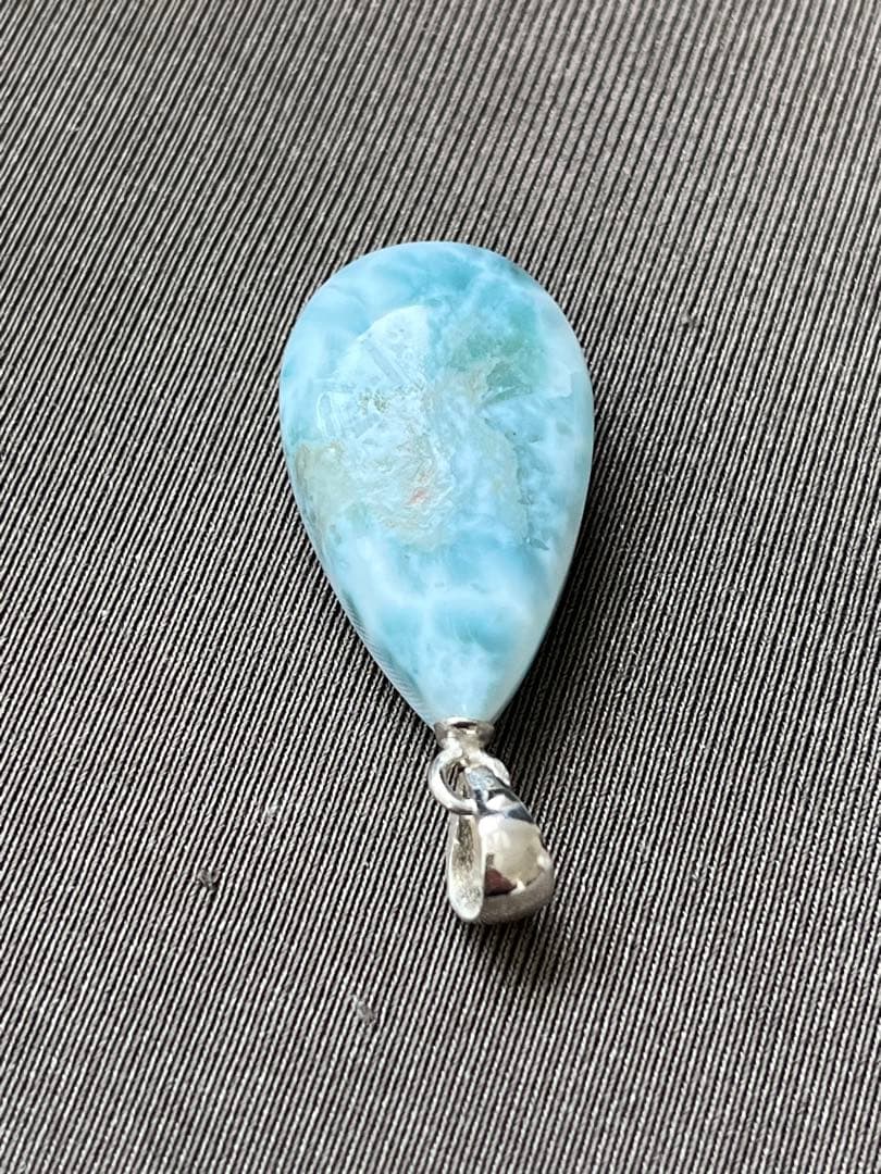 天然石☆品質良し！ラリマーしずく型ペンダントップ☆ラリマーらしい模様が素敵♡