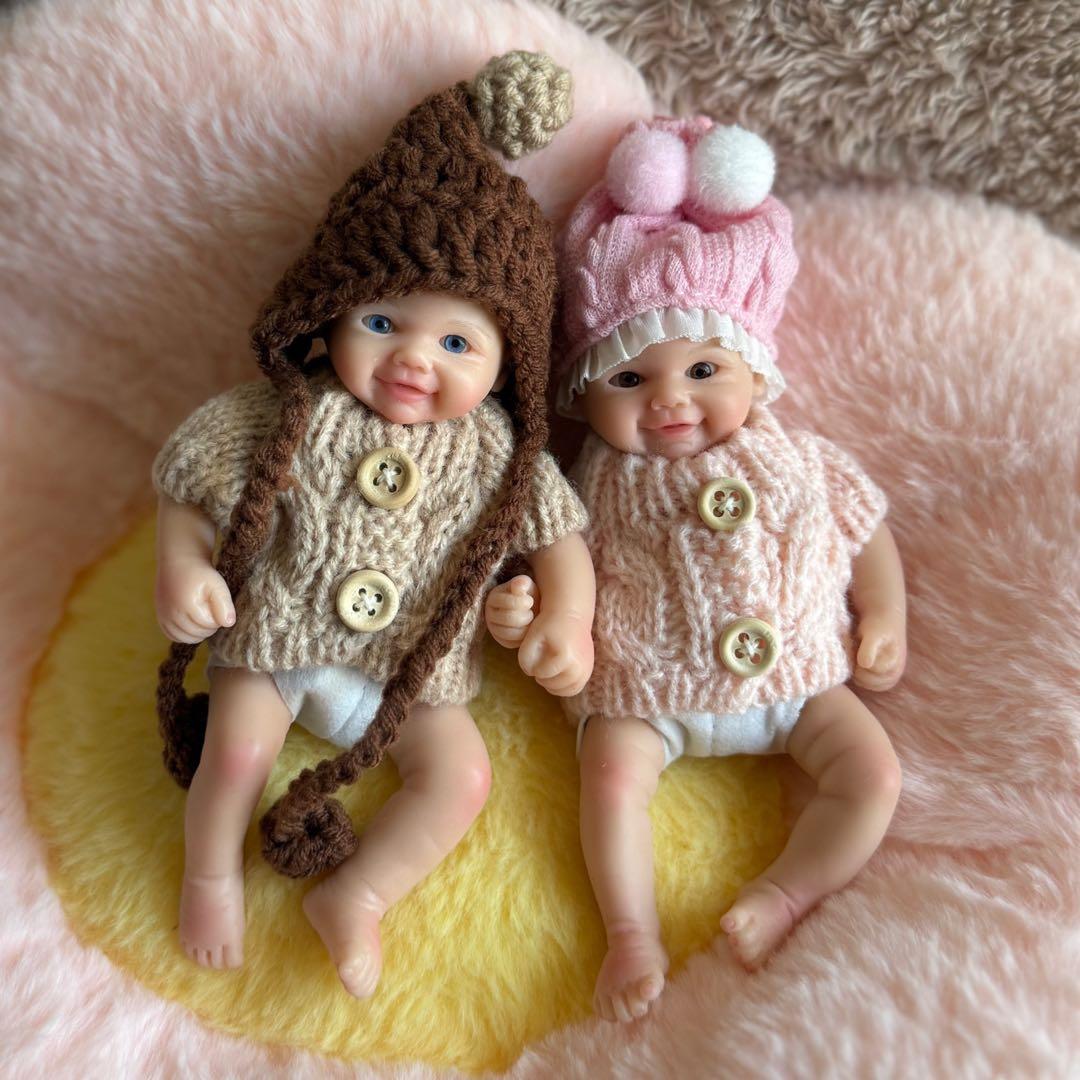 ★新品★リボーンドール フルシリコン 双子ちゃん☆男の子＆女の子 15cm