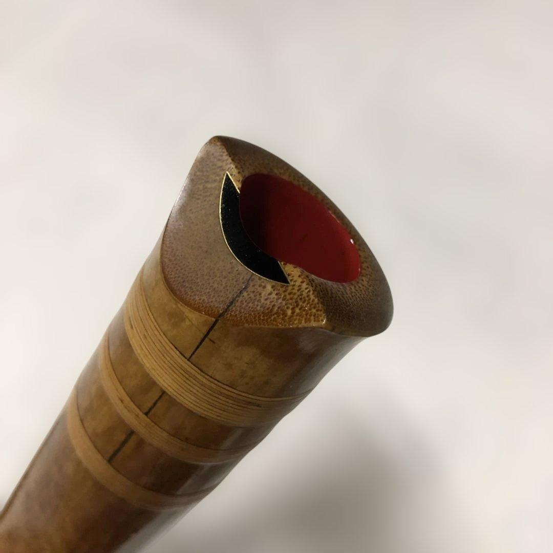 真山銘 一尺八寸管 金一線藤巻中継 唄口金巻き 二つ印 都山流尺八