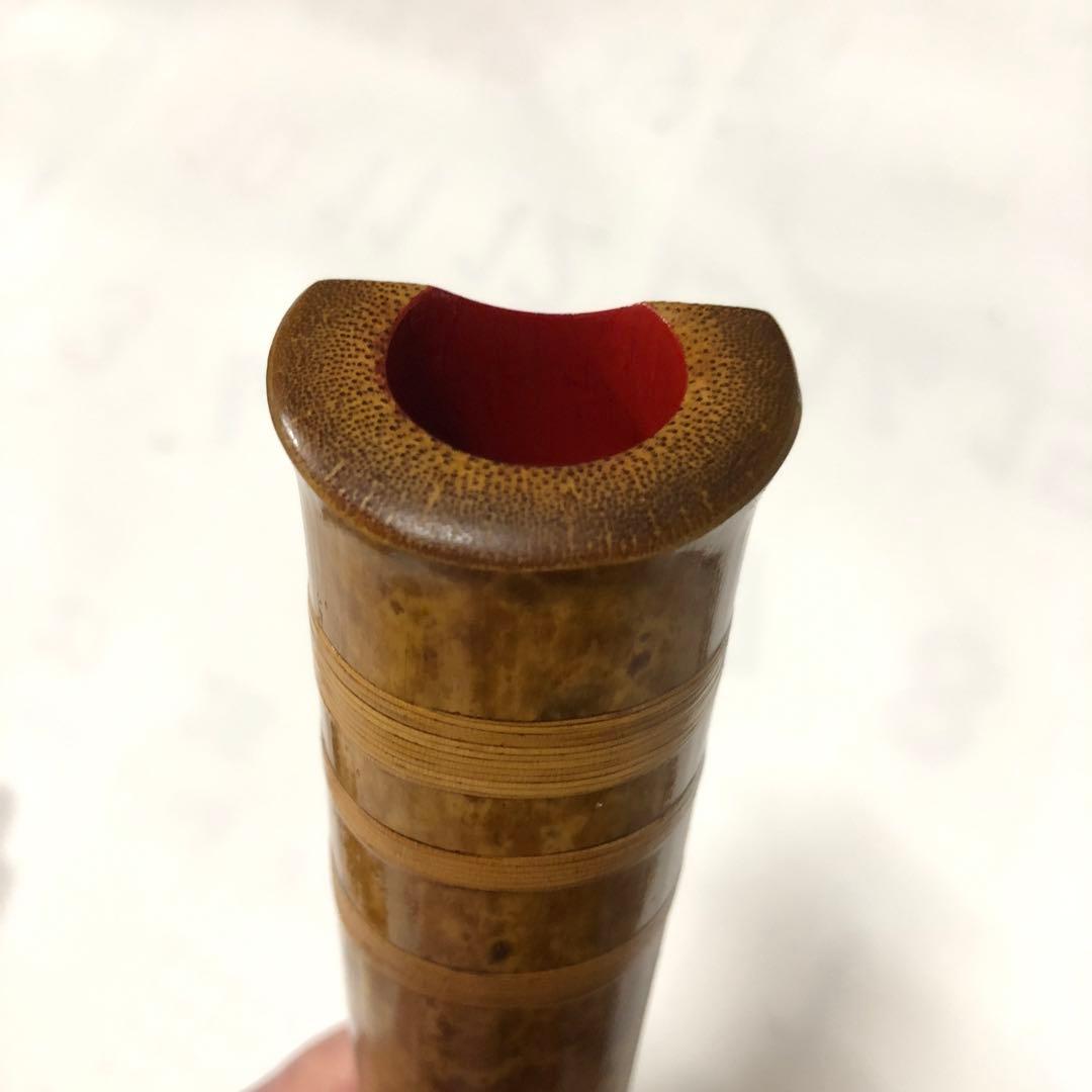 真山銘 一尺八寸管 金一線藤巻中継 唄口金巻き 二つ印 都山流尺八