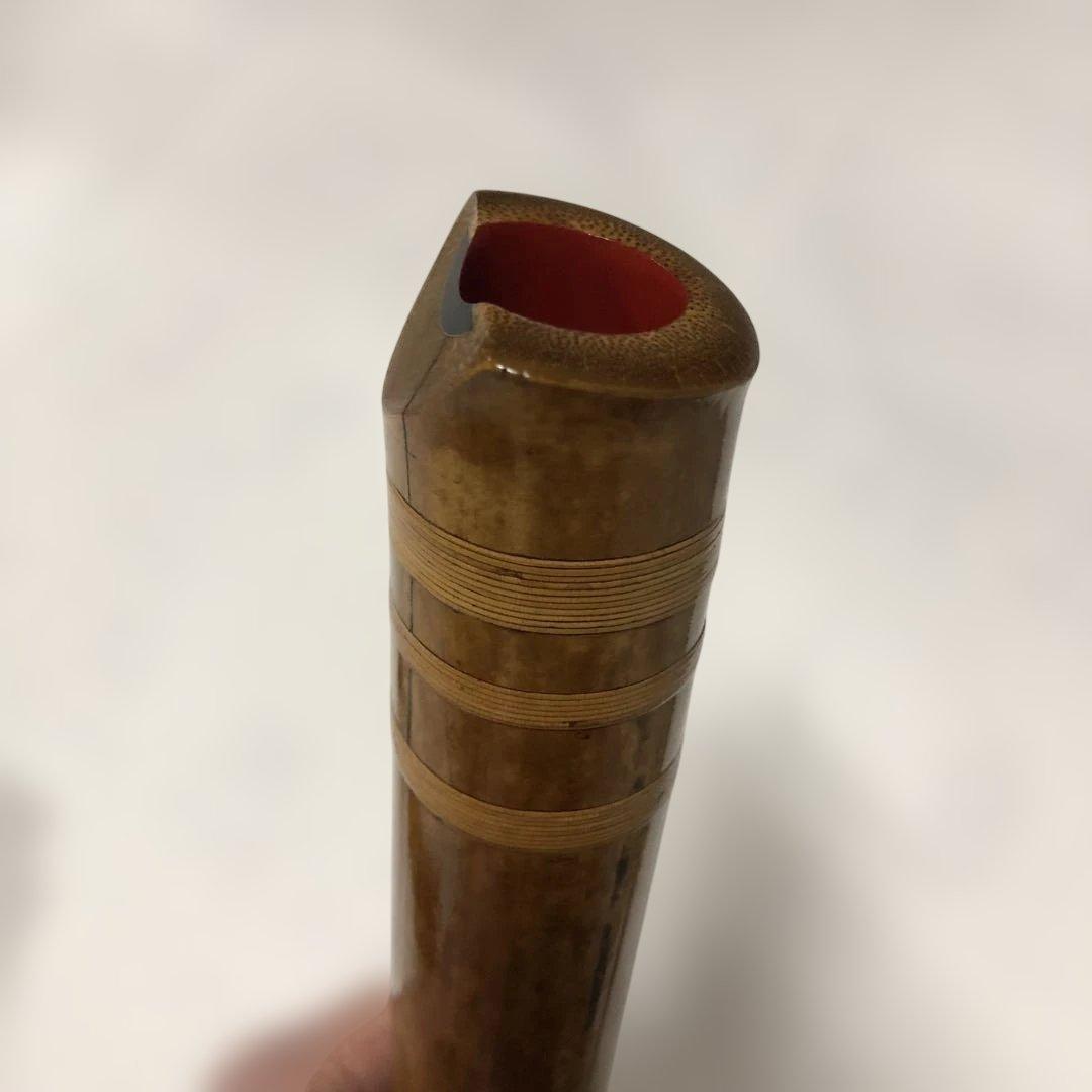 真山銘 一尺八寸管 金一線藤巻中継 唄口金巻き 二つ印 都山流尺八