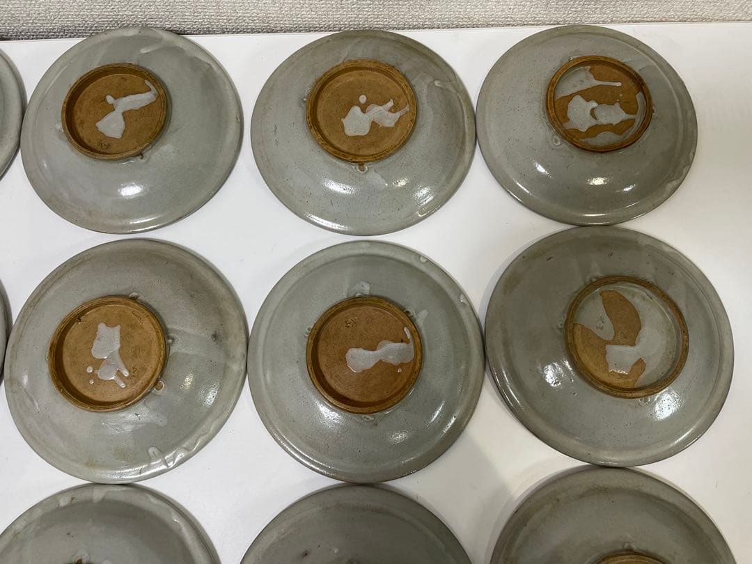 【現状品】犬山焼 古犬山焼 陶器 赤絵 平皿 割烹 懐石アンティーク18枚