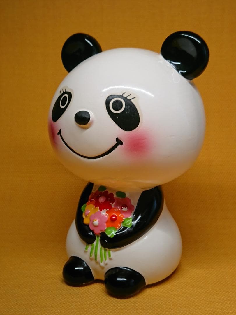 ビンテージ　パンダ　貯金箱　陶器　置物　インテリア　工芸品　美術品　A1761