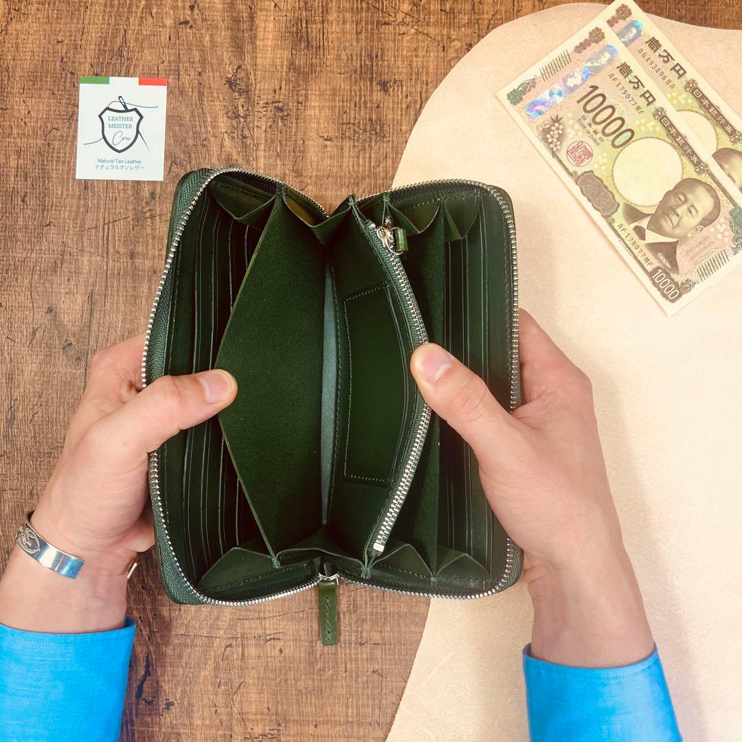 サドルレザー ラウンドファスナー メンズ財布 長財布 本革 ハンドメイド YKK