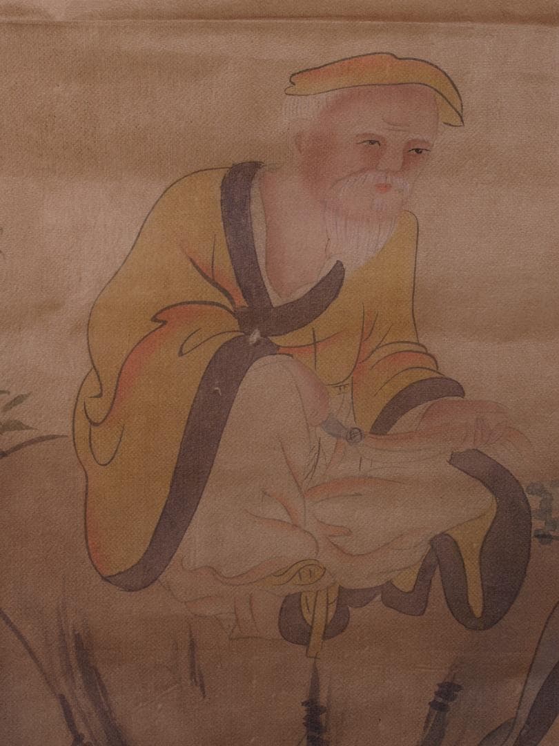 蔵整理品　中国清時代掛け軸　肉筆水彩絵　骨董品　唐物 G1796D4-1