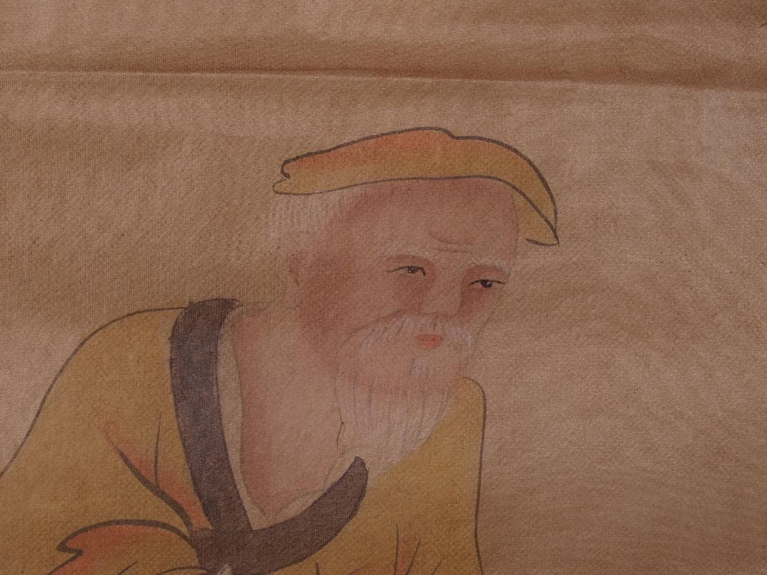蔵整理品　中国清時代掛け軸　肉筆水彩絵　骨董品　唐物 G1796D4-1