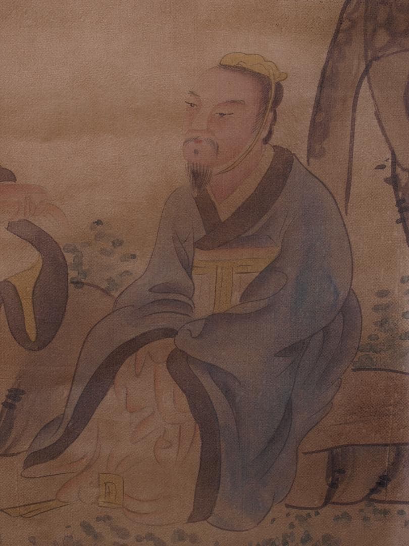 蔵整理品　中国清時代掛け軸　肉筆水彩絵　骨董品　唐物 G1796D4-1